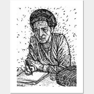 SIMONE DE BEAUVOIR ink portrait .1 Posters and Art